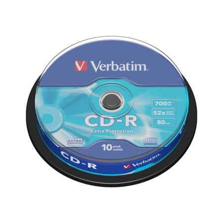Диск CD-R Verbatim (43437) 700MB 10штук Незаписанный в интернет магазине Stels.kz