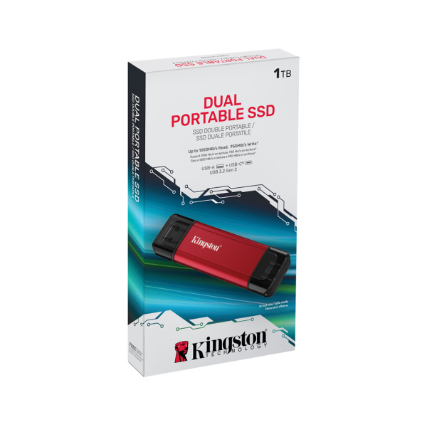 Внешний SSD диск Kingston 1TB Dual Portable Красный в интернет магазине Stels.kz