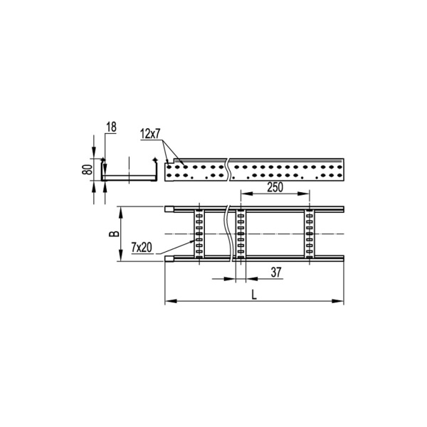 Лестничный лоток 80х600 плюс DKC LI8060 L 3000 в интернет магазине Stels.kz