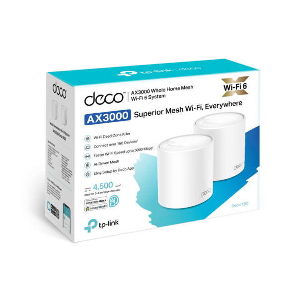 Купить не дорого Беспроводная MESH-система Wi-Fi TP-Link Deco X50(2-pack) в интернет магазине Stels.kz Беспроводная MESH-система Wi-Fi TP-Link Deco X50(2-pack) в интернет магазине Stels.kz