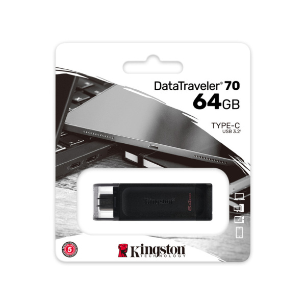 USB-накопитель Kingston DT70/64GB 64GB Type-C Чёрный в интернет магазине Stels.kz