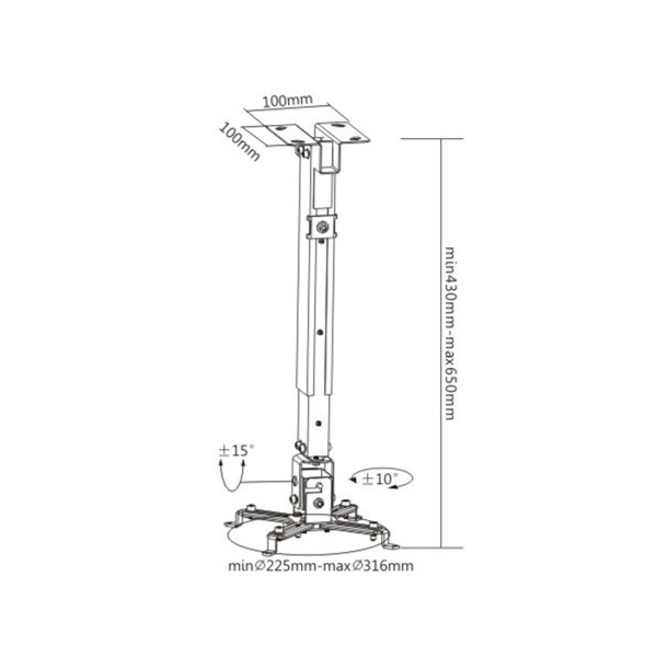 Кронштейн потолочный Brateck PRB-2 Черный в интернет магазине Stels.kz