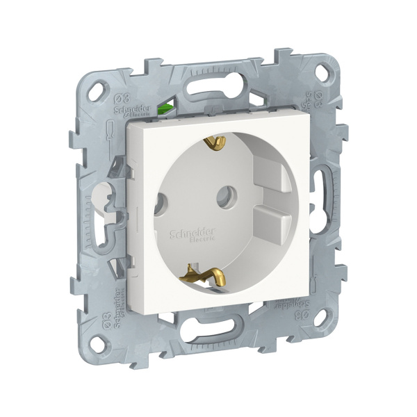 Розетка с заземлением SE NU505718 Unica New с з/к быстрозажимные клеммы белый Розетка с заземлением SE NU505718 Unica New с з/к быстрозажимные клеммы белый