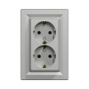 Розетка двойная SE EPH9900161 Asfora с заземлением в сборе винтовой алюминий в интернет магазине Stels.kz