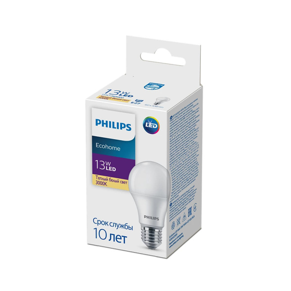 Лампа Philips Ecohome LED Bulb 13W 1150lm E27 830 RCA в интернет магазине Stels.kz