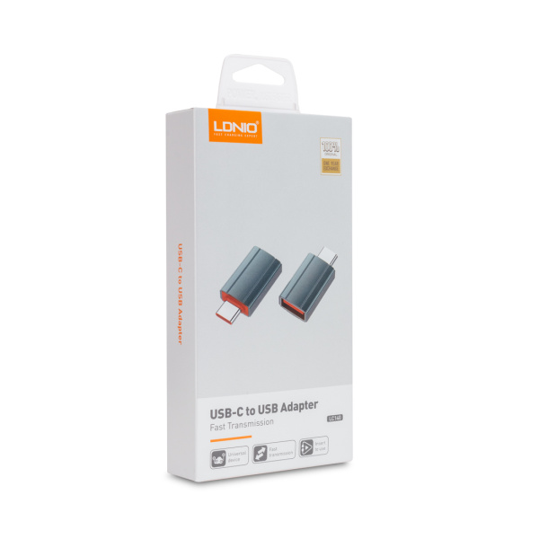 Переходник LDNIO LC140 USB A на USB Type-C Адаптер Серый в интернет магазине Stels.kz