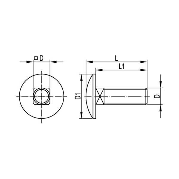 Винт с гладкой головкой и квадратным подголовником М8х20 DKC CM010820 в интернет магазине Stels.kz