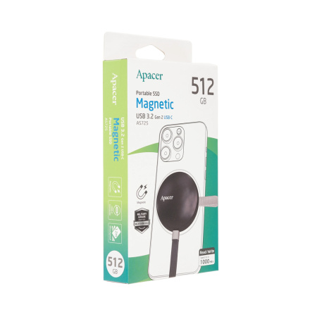 Внешний SSD диск Apacer 512GB AS725 Черный в интернет магазине Stels.kz
