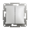 Выключатель 2х клавишный SE EPH0600161 Asfora проходной механизм алюминий в интернет магазине Stels.kz