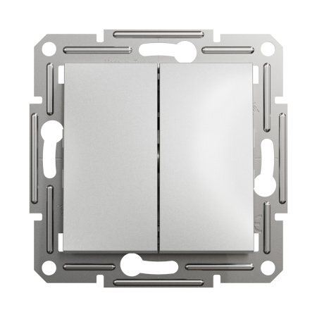 Выключатель 2х клавишный SE EPH0600161 Asfora проходной механизм алюминий в интернет магазине Stels.kz