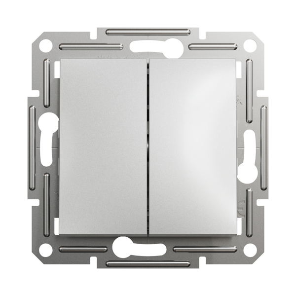 Выключатель 2х клавишный SE EPH0600161 Asfora проходной механизм алюминий в интернет магазине Stels.kz