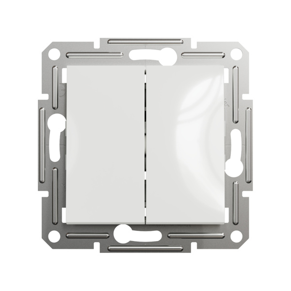 Выключатель двухклавишный SE EPH0370121 Asfora механизм быстрозажим. клеммы белый в интернет магазине Stels.kz