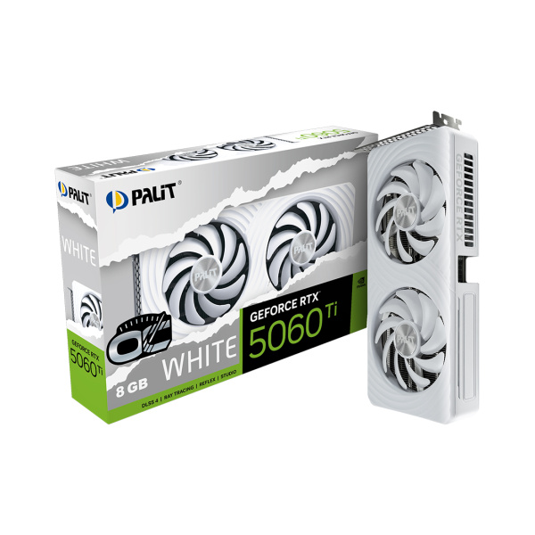 Купить не дорого Видеокарта PALIT RTX5060Ti WHITE OC 8GB (NE7506TU19P1-GB2062M) в интернет магазине Stels.kz Видеокарта PALIT RTX5060Ti WHITE OC 8GB (NE7506TU19P1-GB2062M) в интернет магазине Stels.kz