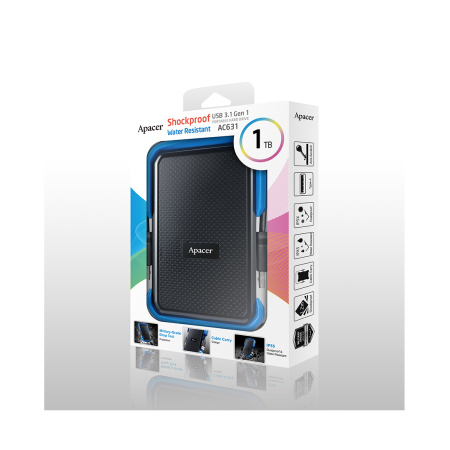 Внешний жёсткий диск Apacer 1TB 2.5" AC631 Синий в интернет магазине Stels.kz