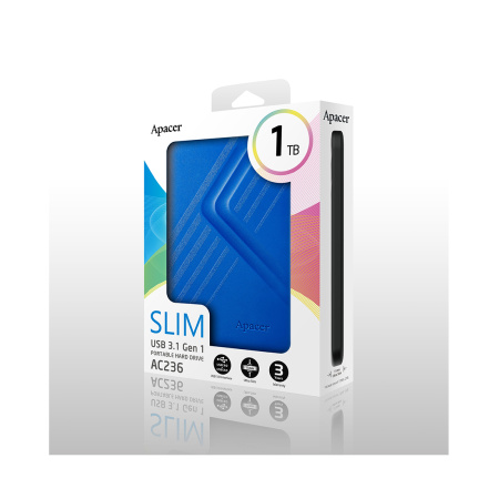 Внешний жёсткий диск Apacer 1TB 2.5" AC236 Синий в интернет магазине Stels.kz