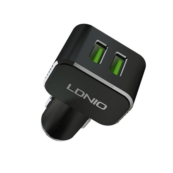 Автомобильное зарядное устройство LDNIO C306 2*USB-A 18W 5V-3.6A Auto Lightning Чёрный в интернет магазине Stels.kz