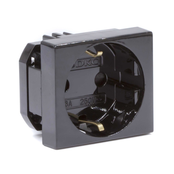 Розетка силовая серии Viva DKC 45205 2Р+Е со шторками черная в интернет магазине Stels.kz