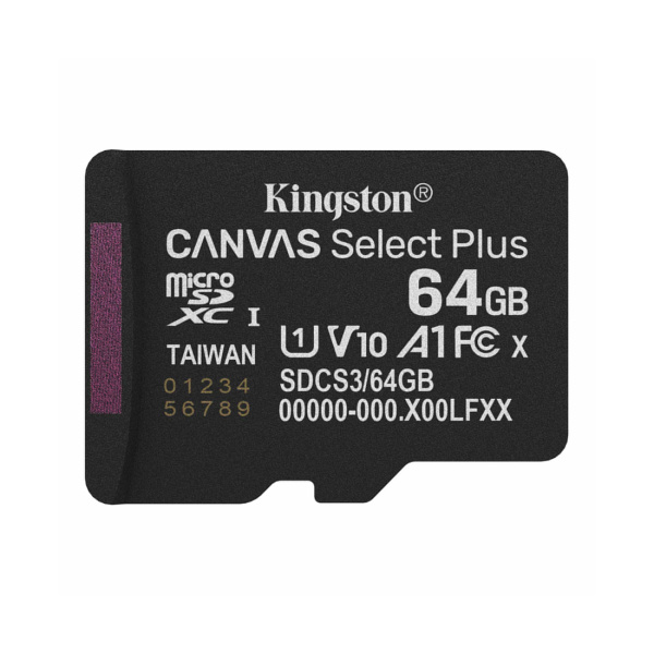 Карта памяти Kingston SDCS3/64GBSP Canvas Select Plus A1 U1 V10 64GB Карта памяти Kingston SDCS3/64GBSP Canvas Select Plus A1 U1 V10 64GB
