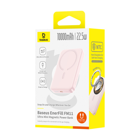 Портативный внешний аккумулятор Baseus EnerFill FM11 Ultra-Mini 10000mAh 22.5W Pink (E0026601) в интернет магазине Stels.kz