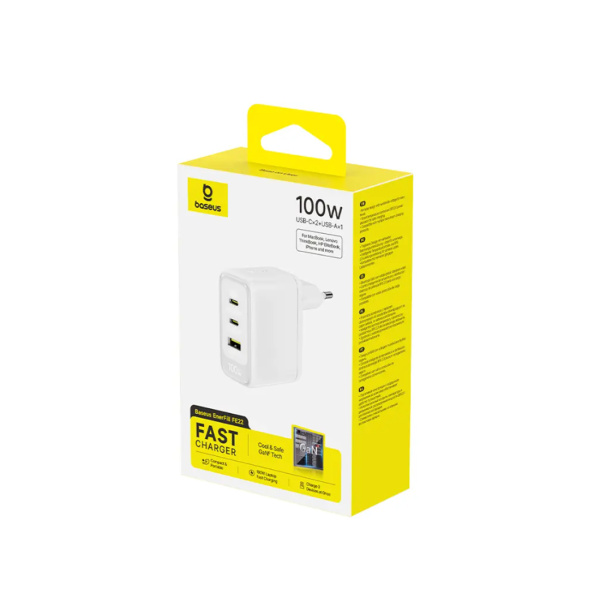 Адаптер питания Baseus EnerFill FE22 Fast Charger 2C+U 70W EU Moon White