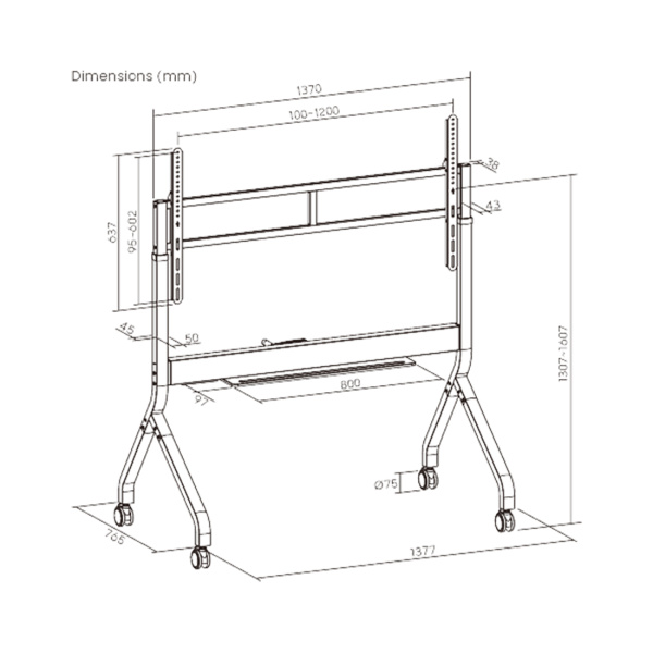 Стойка мобильная Brateck TTF19H-612FW в интернет магазине Stels.kz