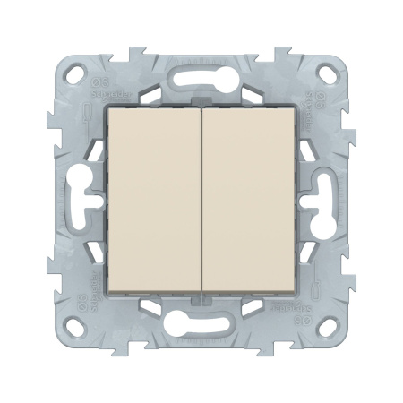 Переключатель двухклавишный SE NU521344 Unica New бежевый в интернет магазине Stels.kz