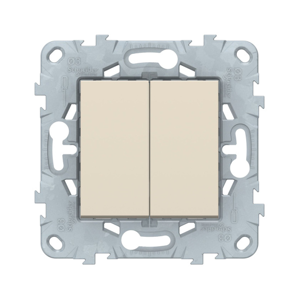 Переключатель двухклавишный SE NU521344 Unica New бежевый в интернет магазине Stels.kz